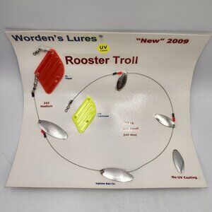 Yakima Bait Co Wordens Lures 2009 Rooster Troll Fishing Show Sales Display Board